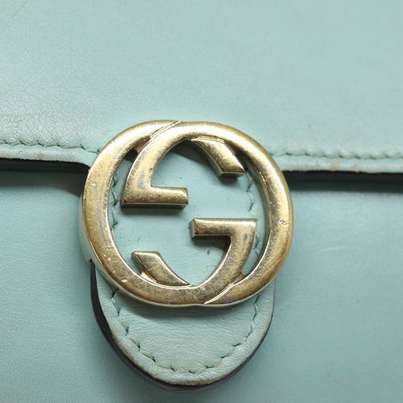 GUCCI Shoulder Wallet Leather Light Blue 369664 Auth mr248 - Picture 10 of 16